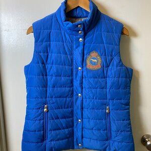Amazone Equestrian Quilted Puffer Vest Blue Crest Logo Womens Size US 12
